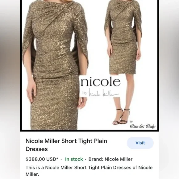 Nicole Miller New York Women's Drape Back Sheath Dress - Gold - Size 10